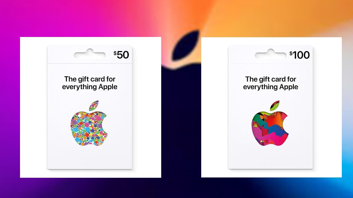 Apple gift cards worth $50 and $100