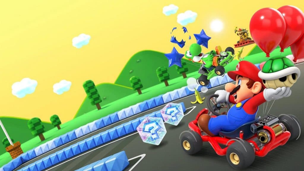 Mario racing in a Kart