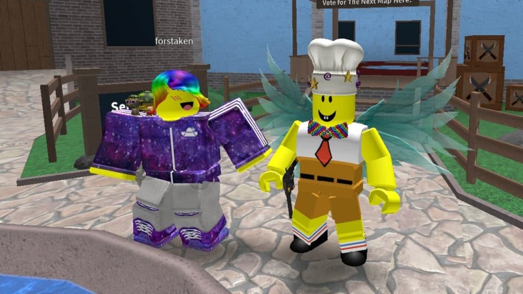 A chef and player in Roblox Munching Masters Simulator