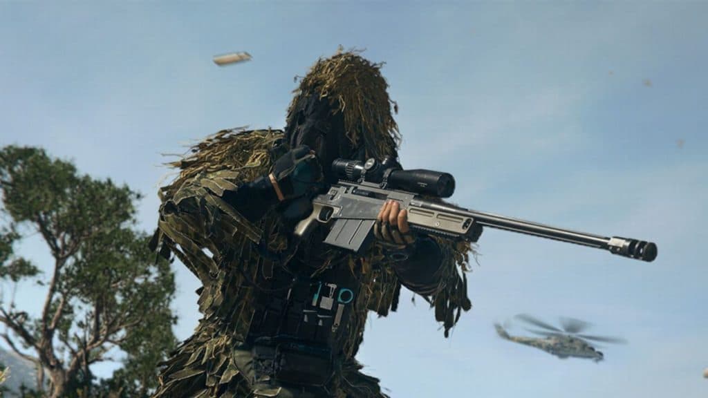 Warzone 2 operator using sniper rifle.