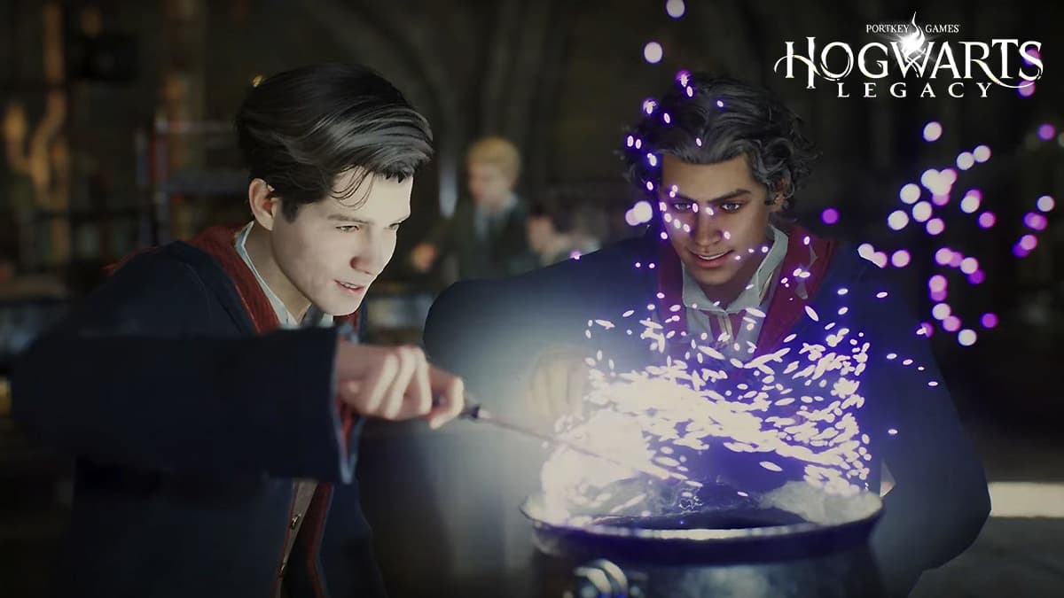 Hogwarts Legacy characters brewing potions