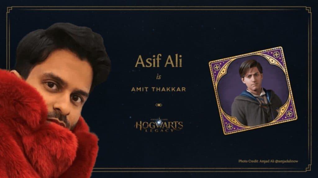 Asif Ali with Hogwarts Legacy character