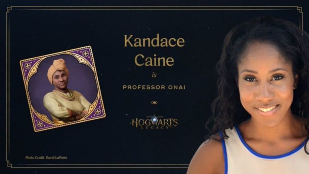 Kandace Caine with Hogwarts Legacy character