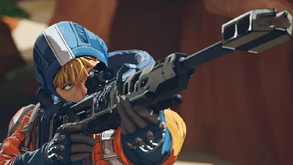 wattson from apex legends aiming with a sniper
