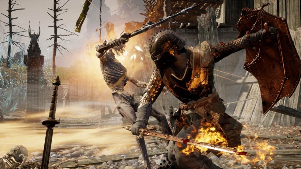 player fighting enemy in dragon age inquisition