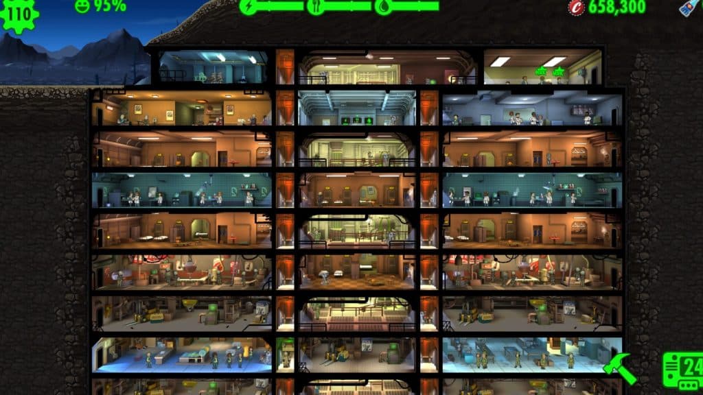 Vault in Fallout Shelter at night