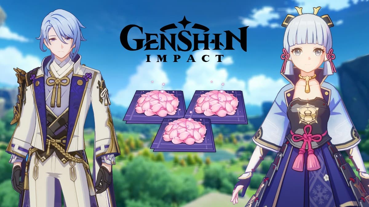 Ayato and Ayaka with Sakura Blooms in Genshin Impact