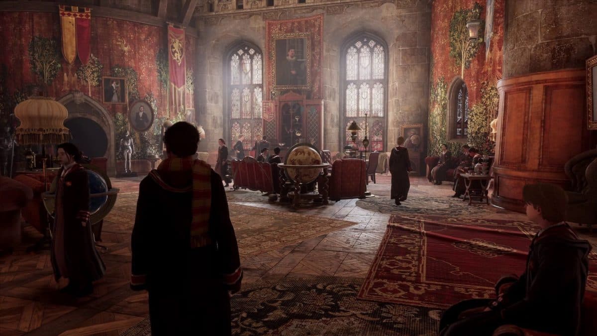 hogwarts legacy student walking in the common room