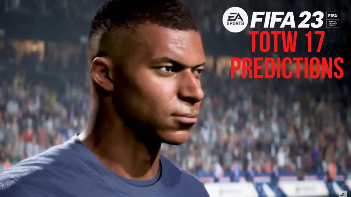 Mbappe in FIFA 23 with TOTW 17 predictions text