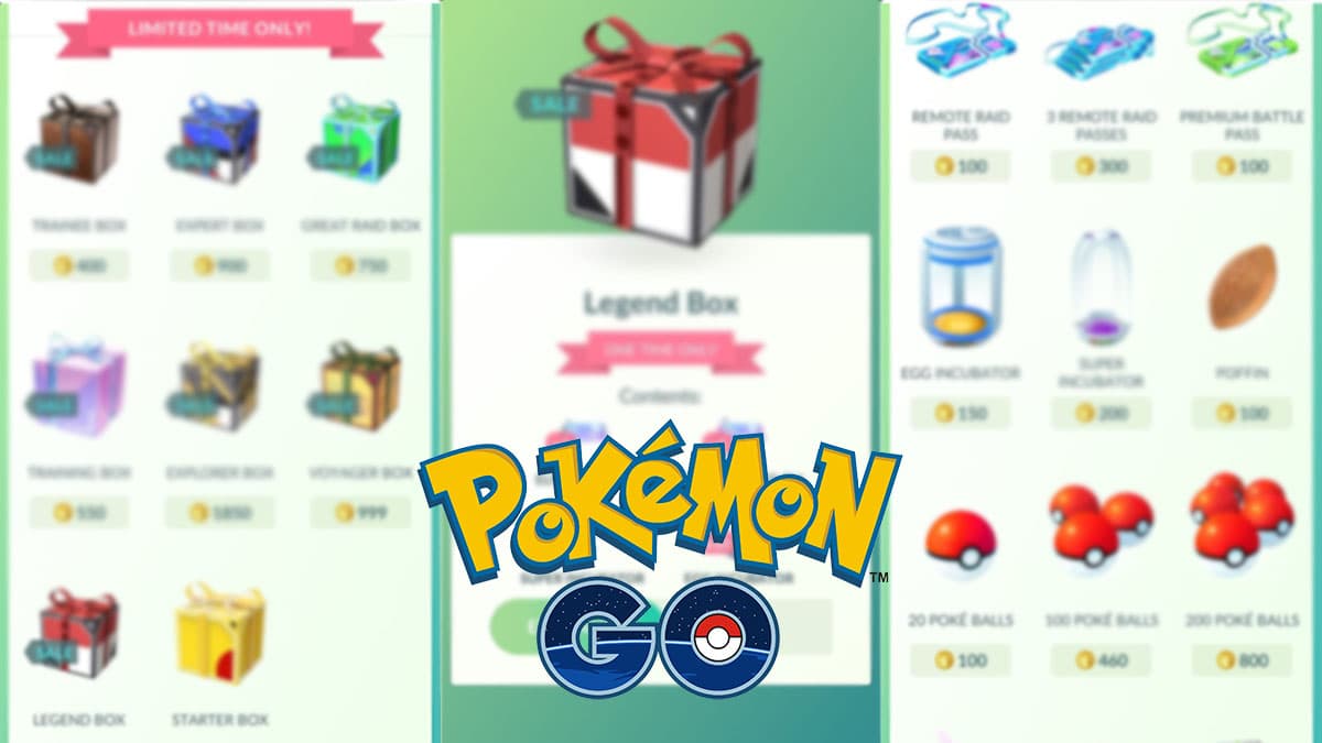 blurred screenshots and the Pokemon Go logo