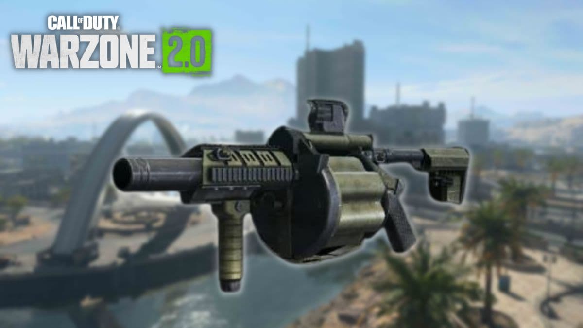 Grenade launcher over Warzone 2 Al Mazrah map