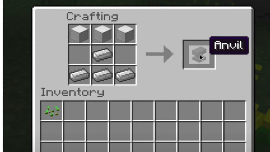 Crafting recipe to make an anvil in Minecraft
