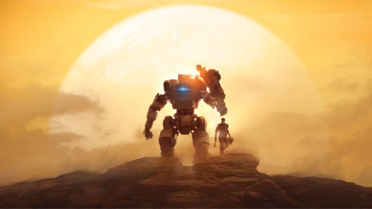 titan and character walking off into sunset in titanfall