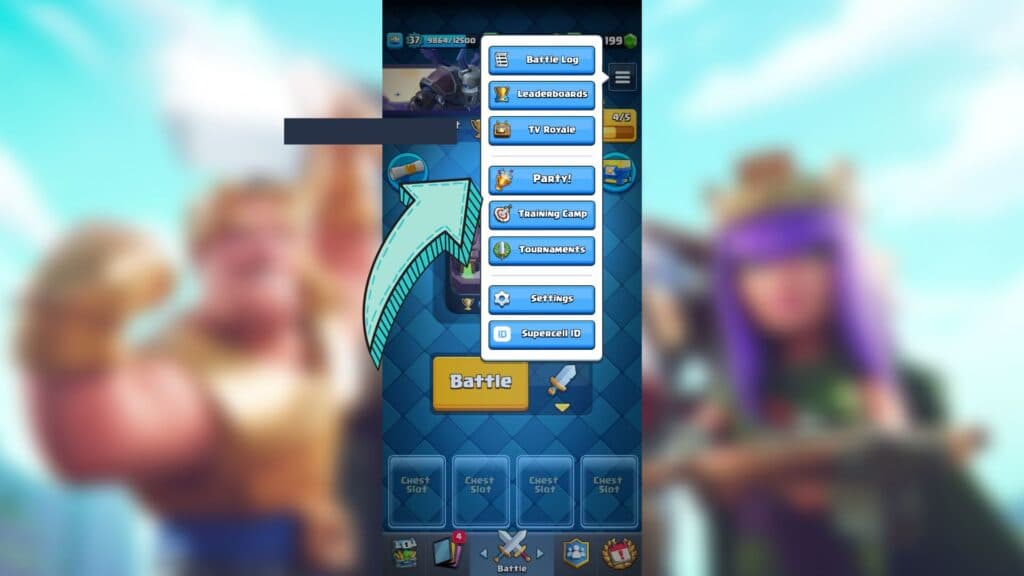 Party! mode in Clash Royale UI