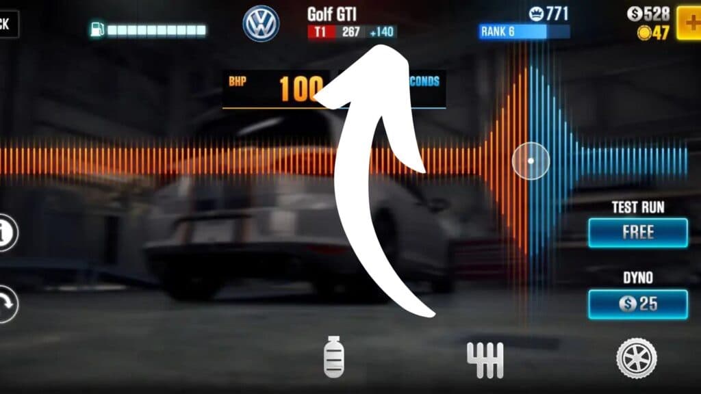Evo points in CSR Racing 2's tuning section