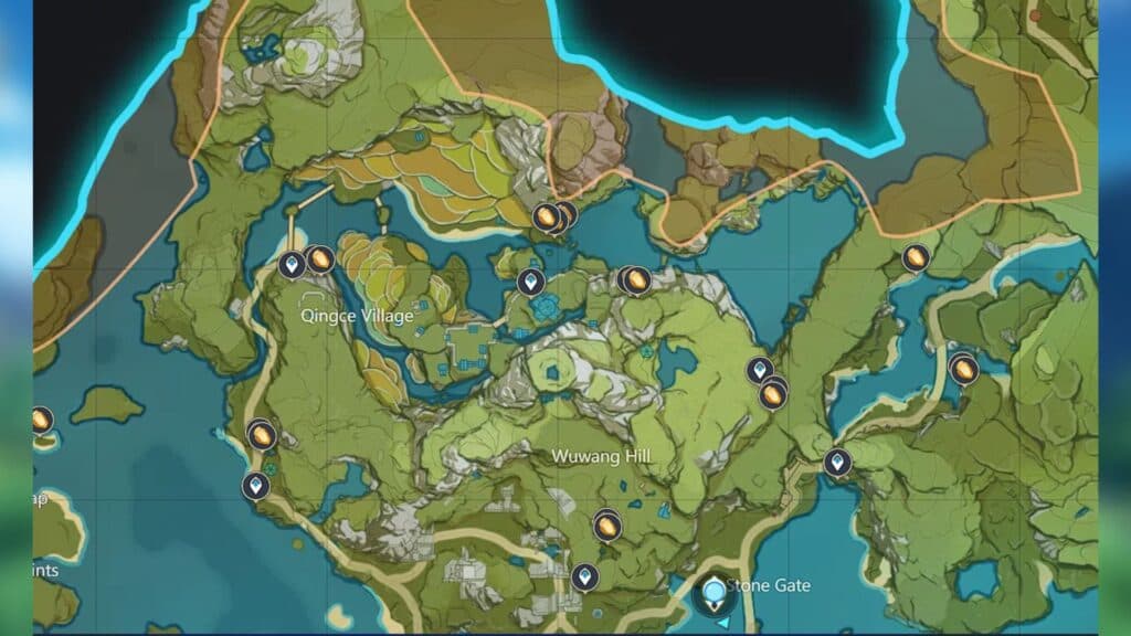Cor Lapis locations in Qingce Village of Genshin Impact