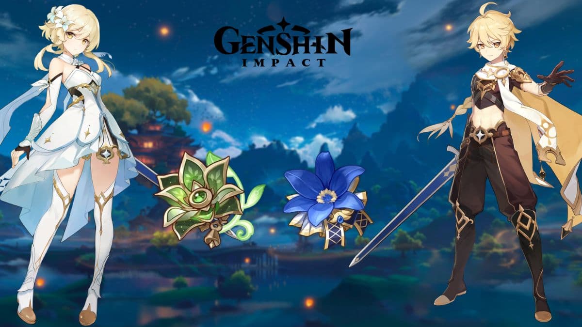 Aether and Lumine in Genshin Impact