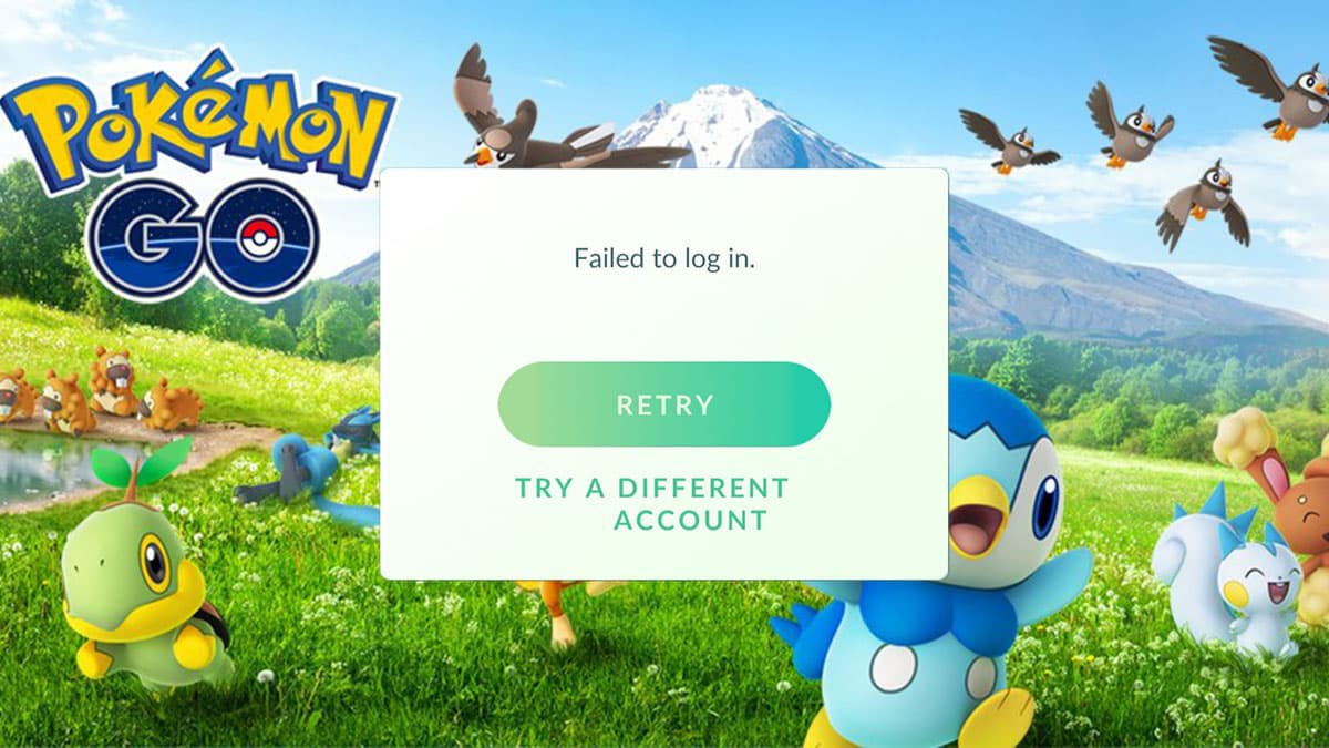 Pokemon Go characters and a log in error message