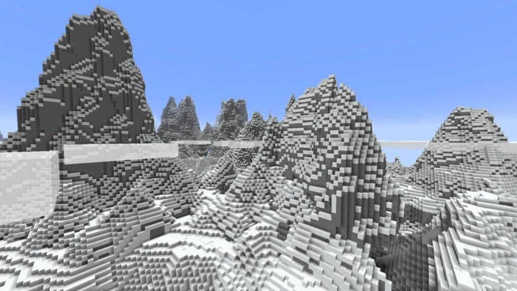 Snowy peaks in Minecraft