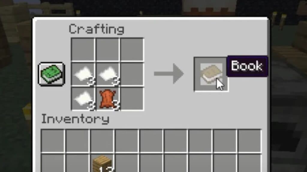 Crafting recipe to make a book in Minecraft
