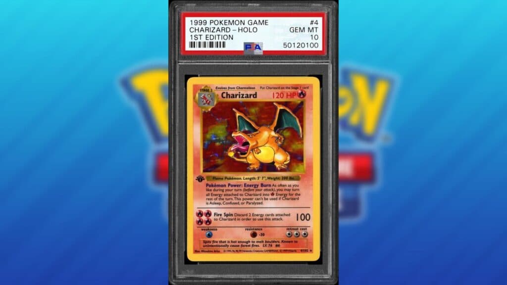 First edition Charizard Pokemon Card from the base set