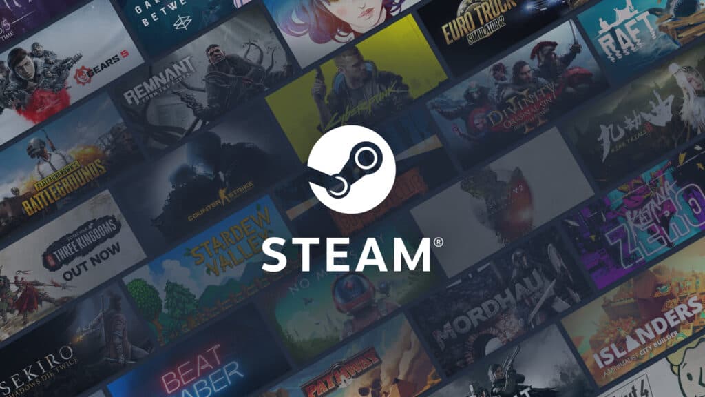 Steam's logo and video game library