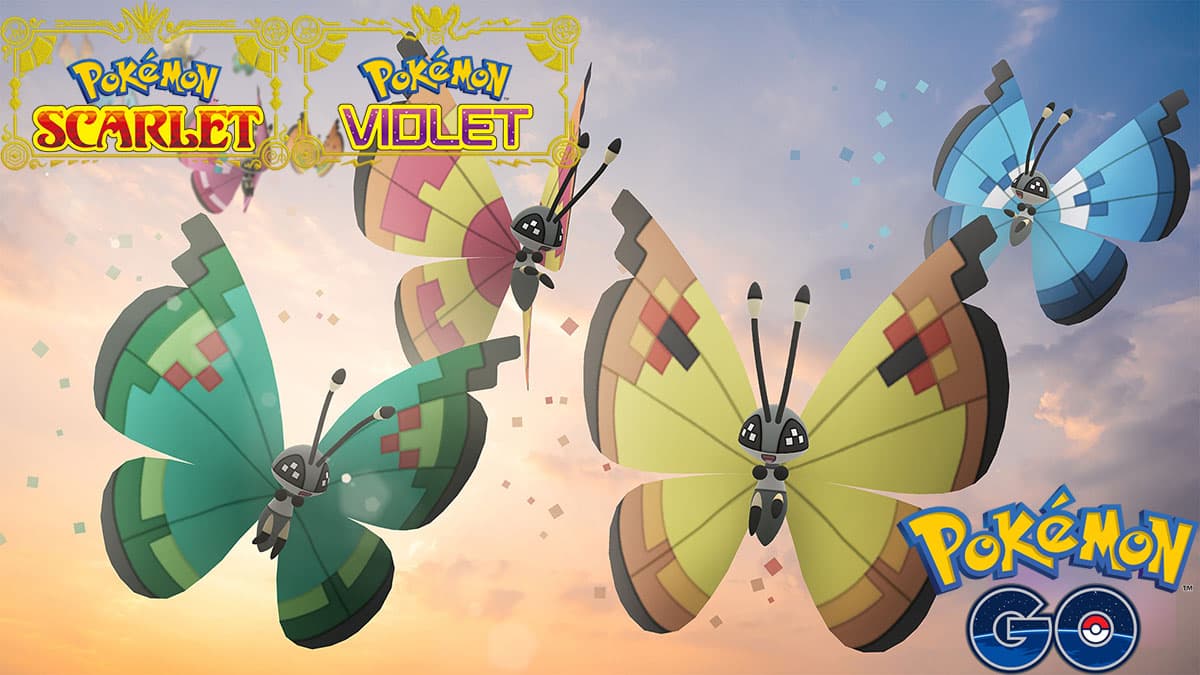 Different Vivillon patterns in Pokemon Go and Scarlet & Violet