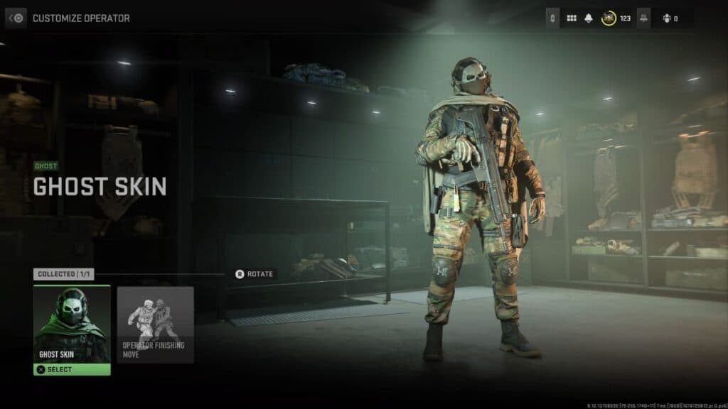 Base Ghost skin in Call of Duty