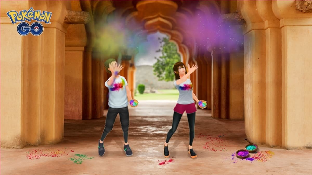 Pokemon Go trainers in the Festival of Colors event