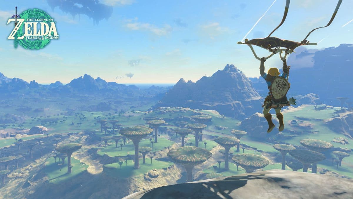 Link flying over map in The Legend of Zelda: Tears of the Kingdom