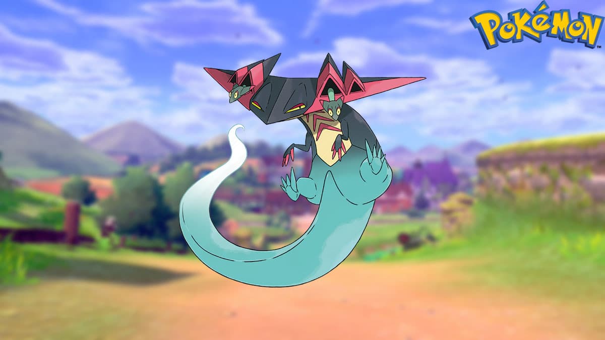 Dragapult in a Pokemon Sword and Shield background