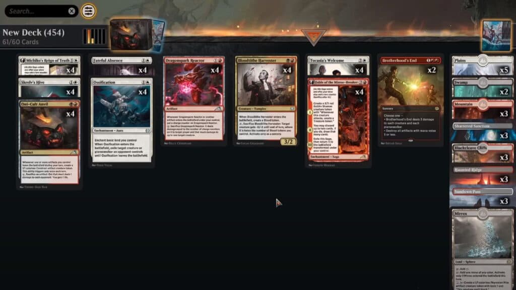 Example of a Mono-aggro deck in Magic the Gathering Arena
