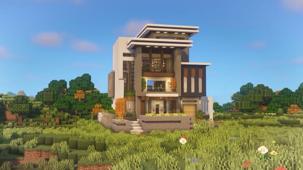 Survival modern house in Minecraft