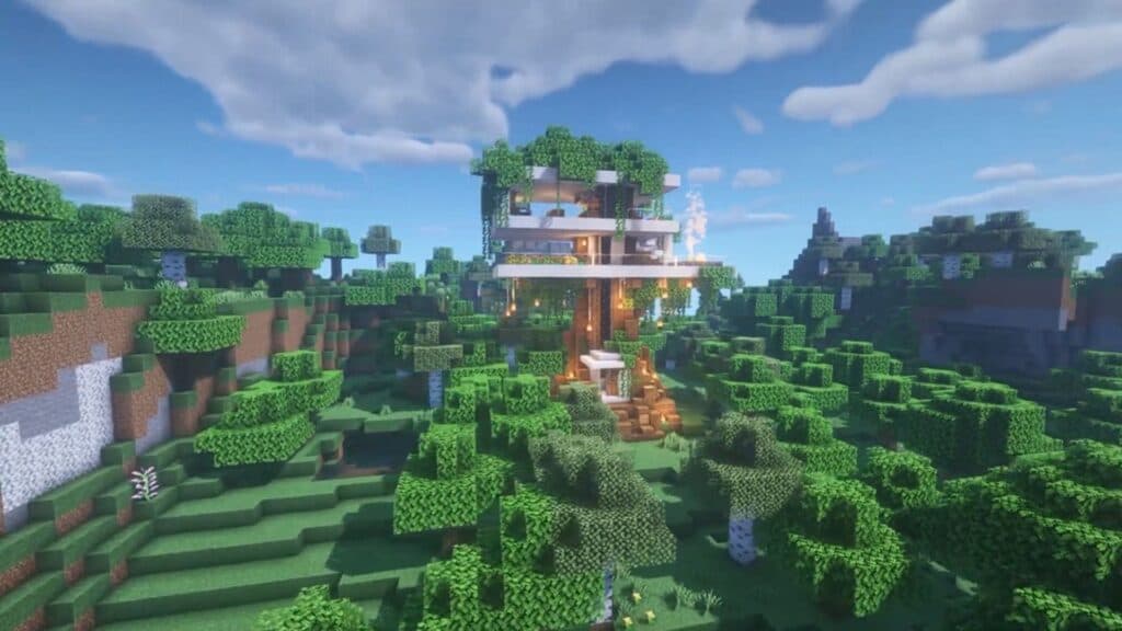 Modern tree house in Minecraft