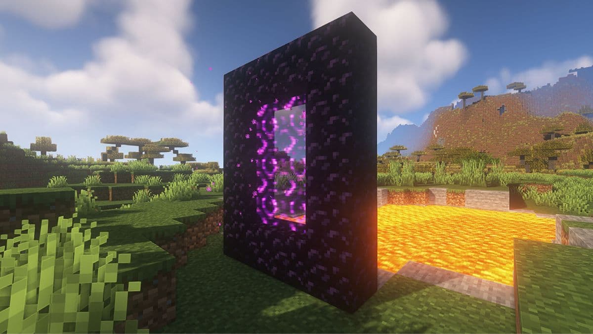 A Nether Portal made of Obsidian in Minecraft