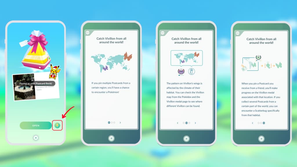 Pokemon Go Postcard tutorial with cellphone screenshots