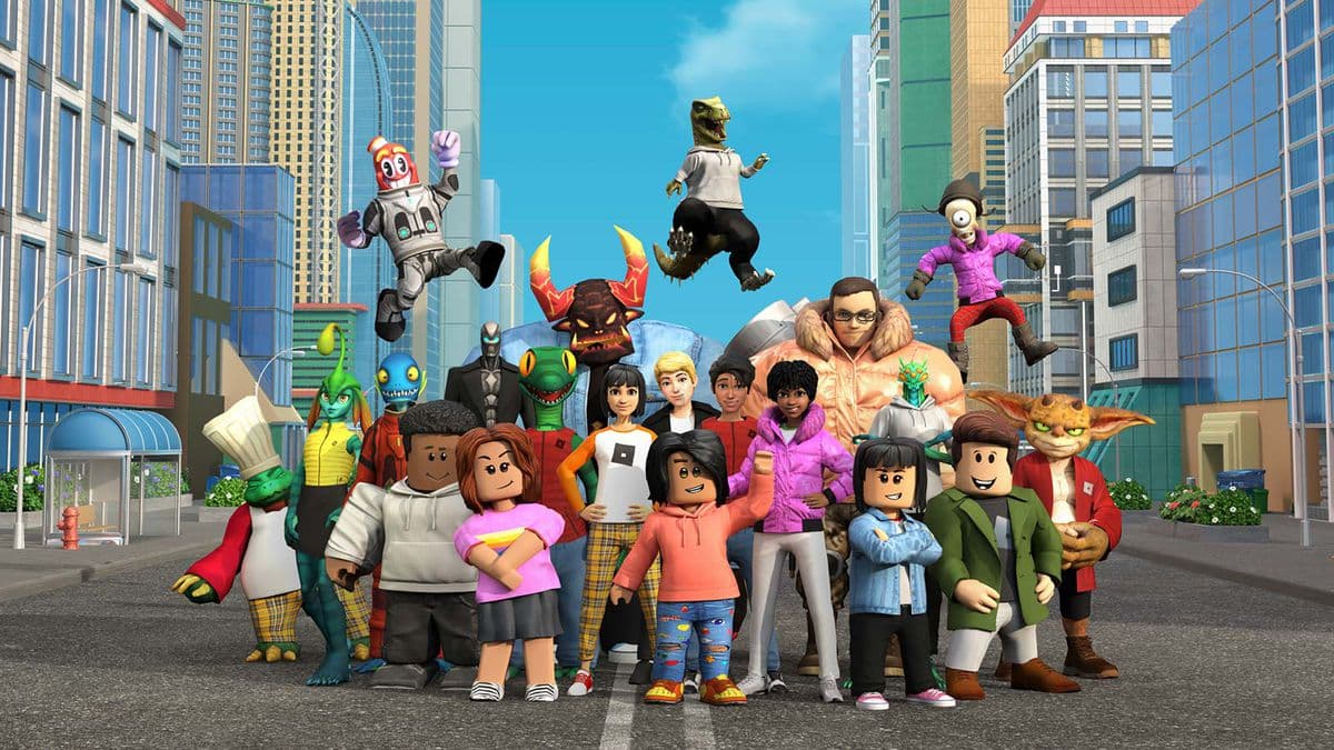 Roblox characters in a city