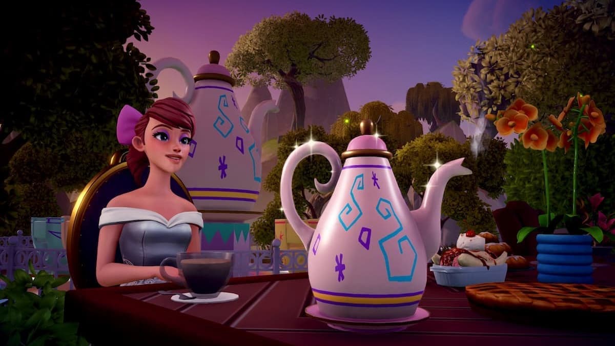 character with tea pot in Disney Dreamlight Valley