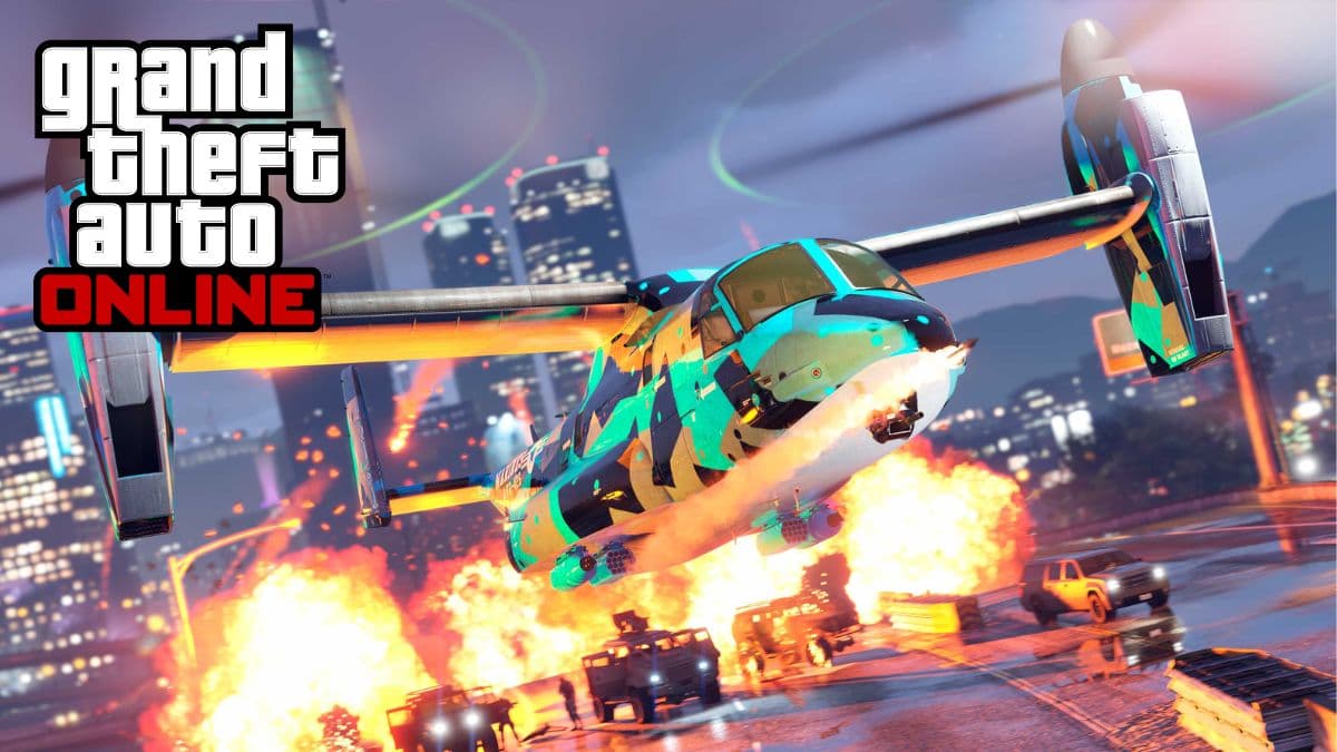 Official artwork for GTA Online featuring a crashed helicopter
