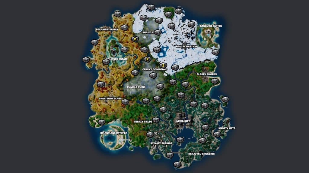 Holo-Chest locations in Fortnite map