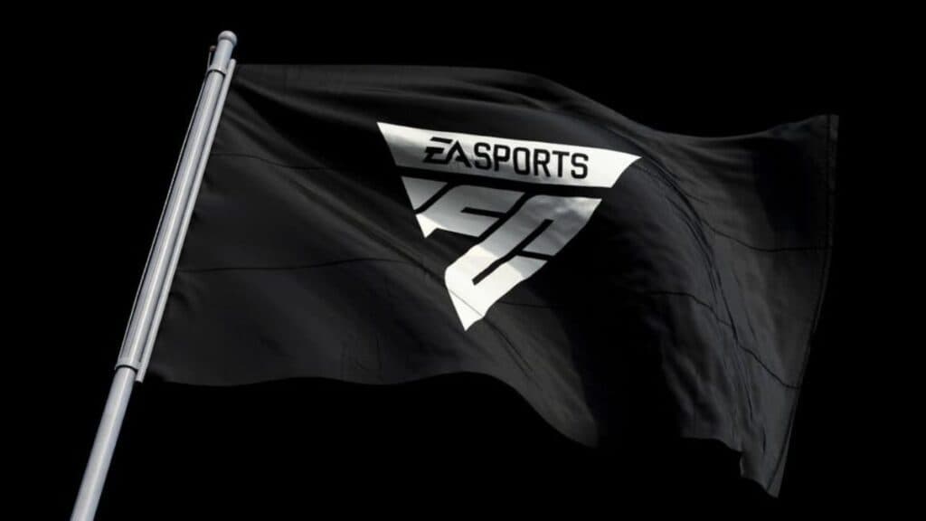 EA Sports FC logo on black flag