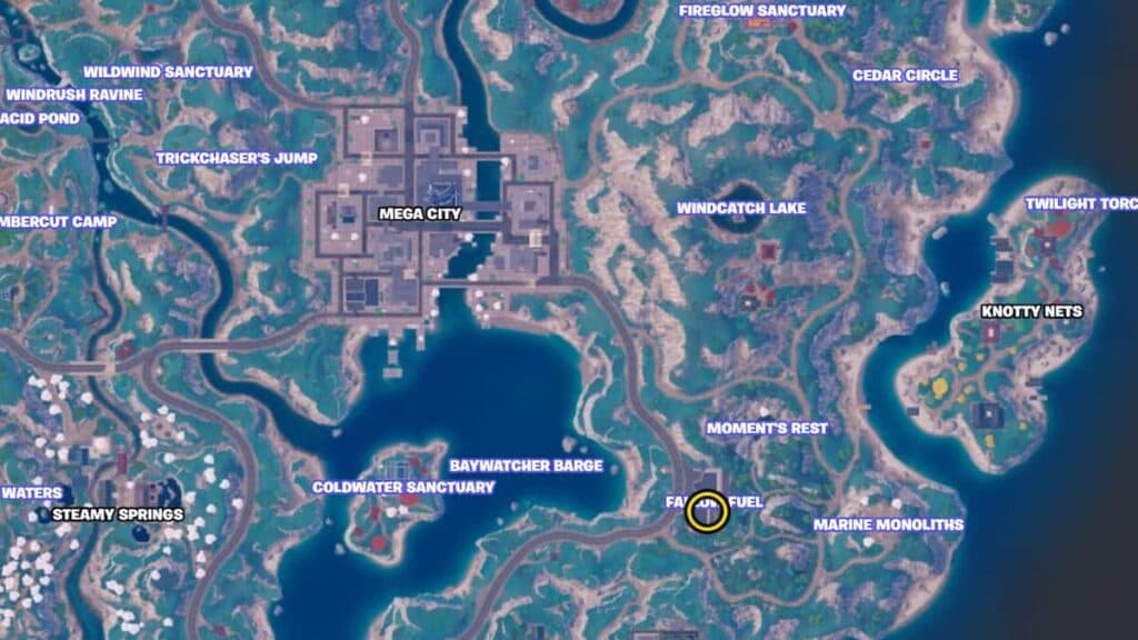 Fortnite Map image of the Fallow Fuel location.