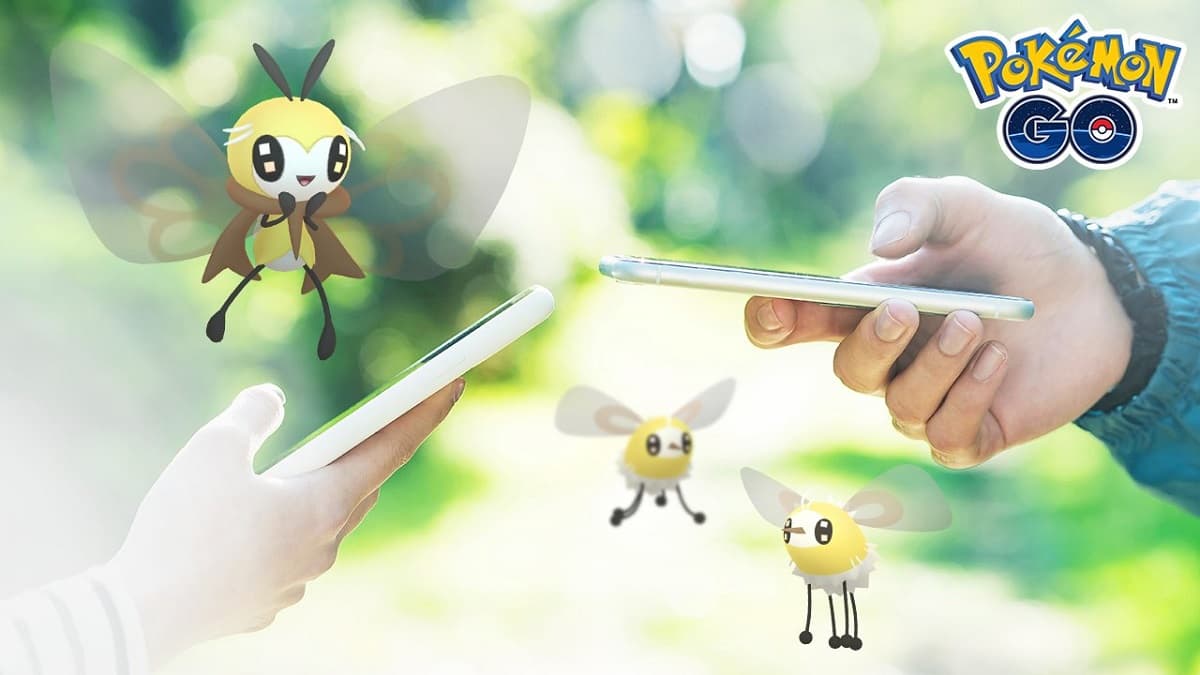 Cutiefly and Ribombee with Pokemon Go players