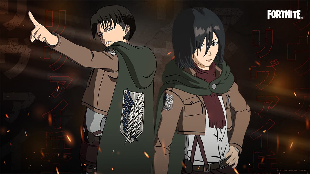 Mikasa & Levi Attack on Titan skins in Fortnite