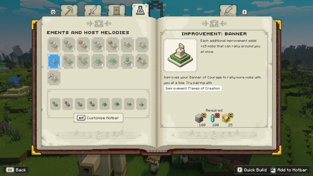 Improvement: Banner tower in Minecraft Legends journal