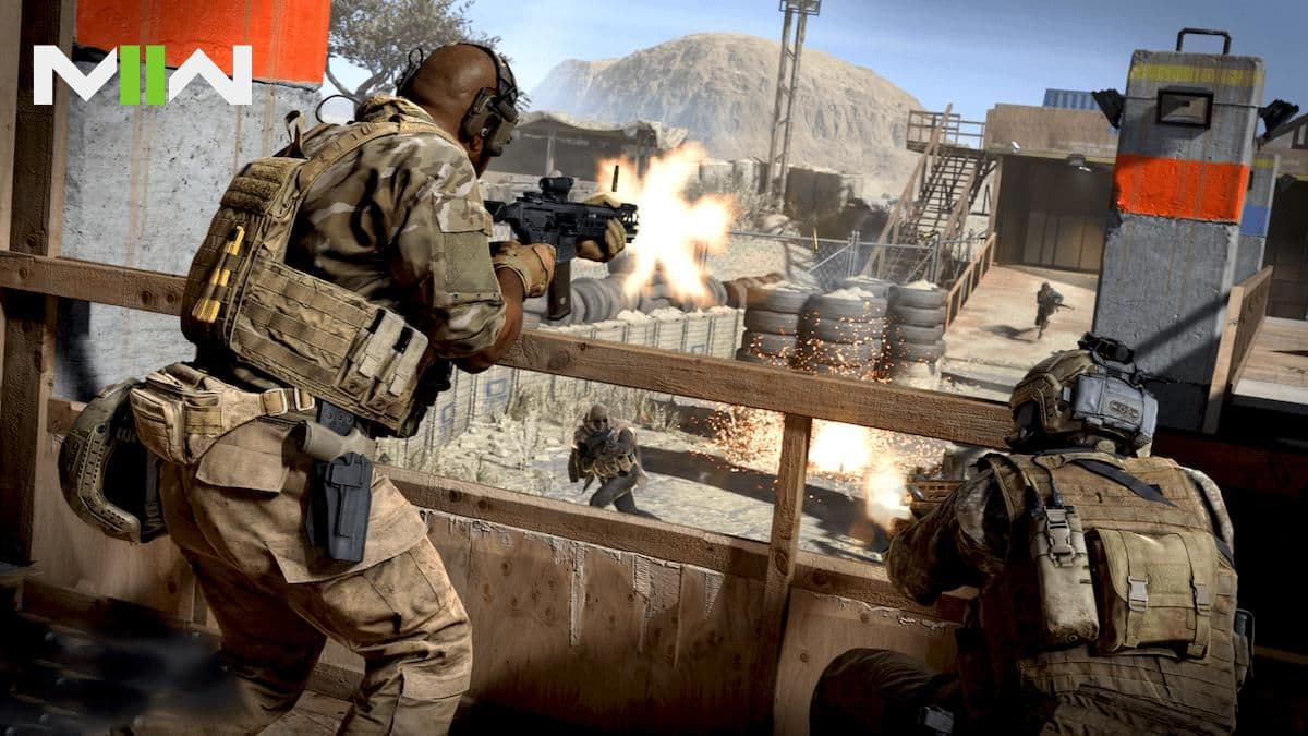 Modern Warfare 2 players on Gunfight map with logo