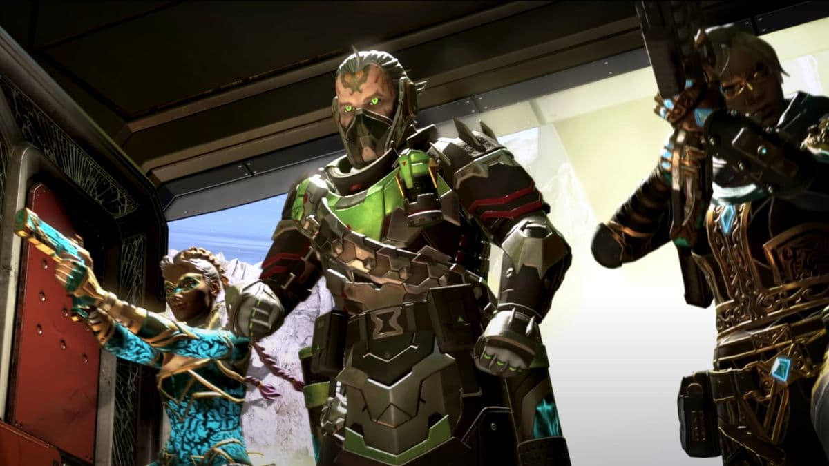 caustic, loba, and wraith in apex legends veiled collection event trailer