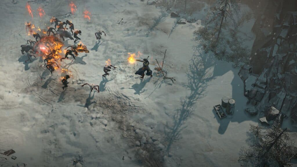 Diablo 4 gameplay in snowy region