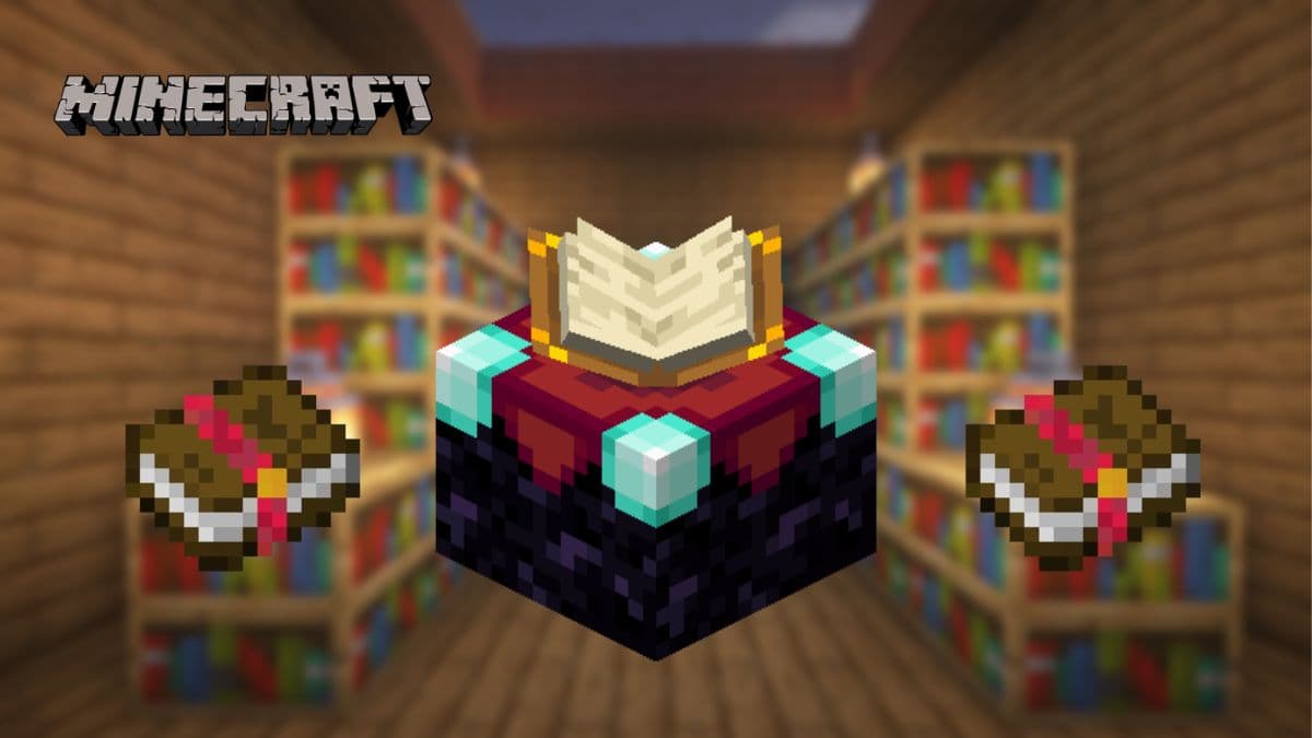 Enchanted books and table in Minecraft