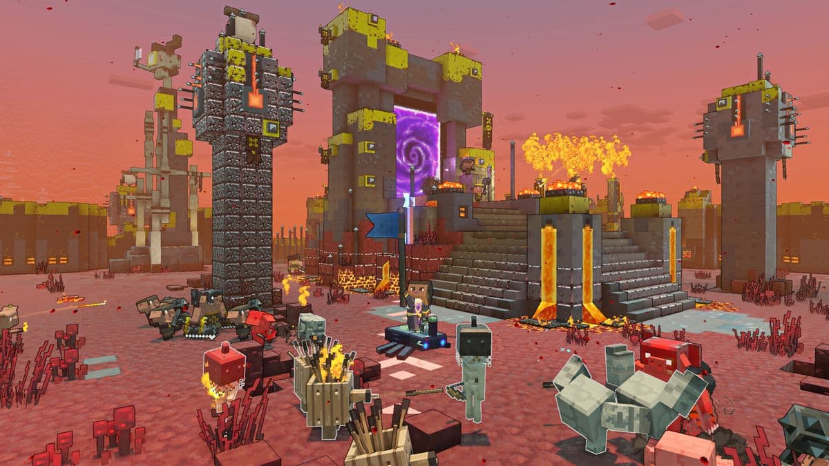 A piglin base in Minecraft Legends